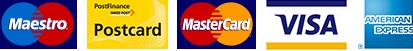 Akzeptierte Zahlungsmittel: Maestro, Postcard, Mastercard, Visa, American Express, Diners Club